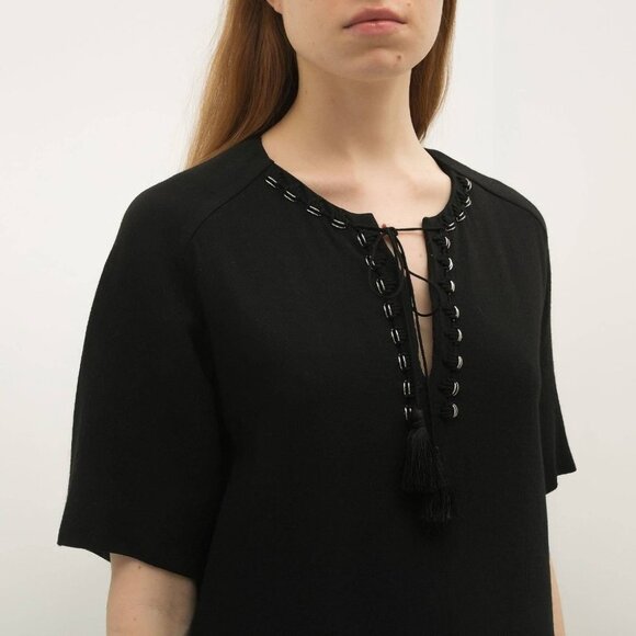 3.1 Phillip Lim black short sleeve kaftan style bohemian mini dress size 2 - Picture 8 of 15